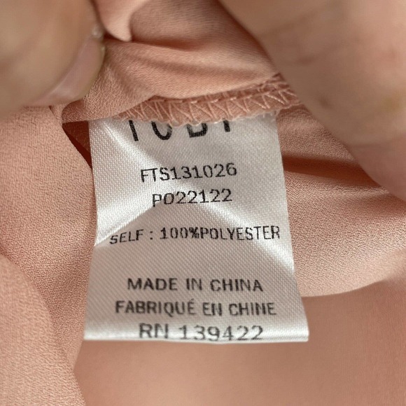 TOBI‎ Women Pink Long Sleeve Deep V Neck Blouse Size XS - Picture 5 of 6